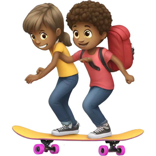 a youngster pushing another on a skateboard emoji