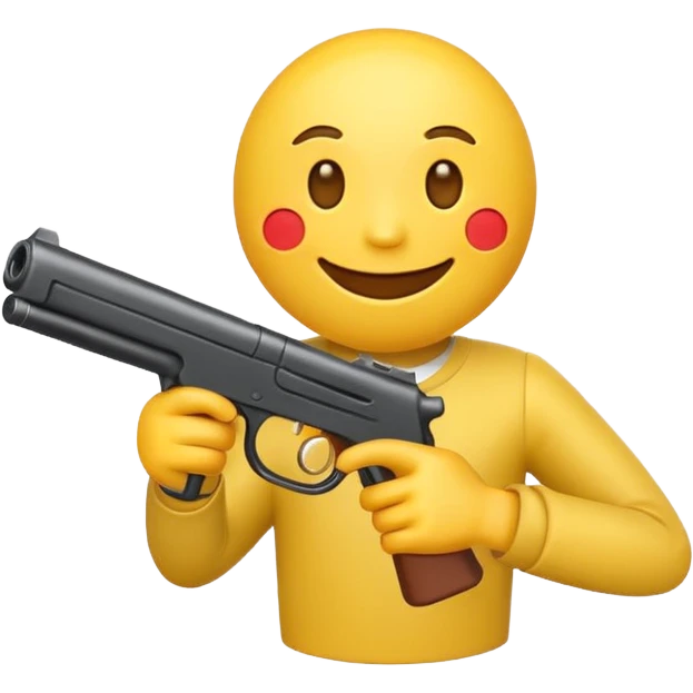 yellow emoji character holding a gun emoji