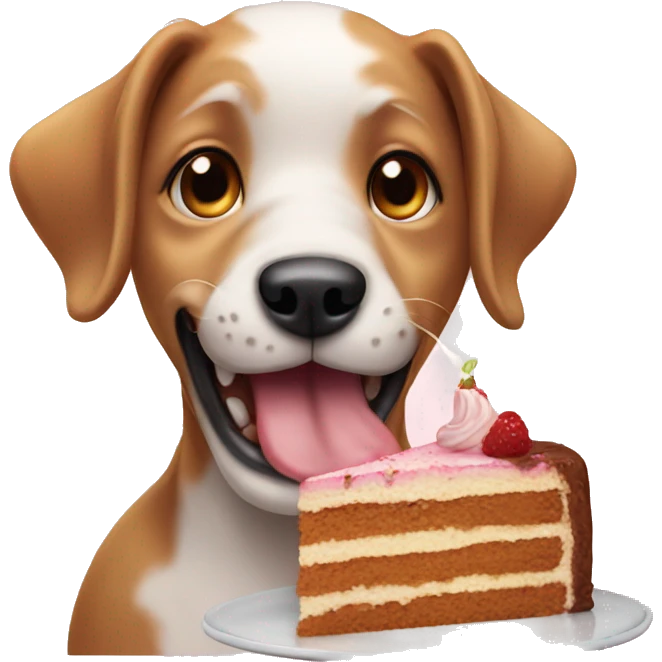 Dog eating a cake emoji