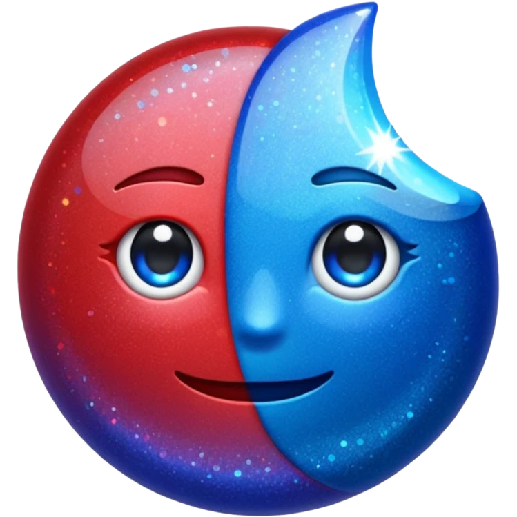 glitter red and blue raio emoji