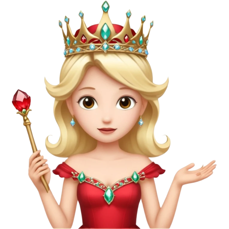 🧚🏻🪄💎 و تاج روی سر لباس قرمز emoji