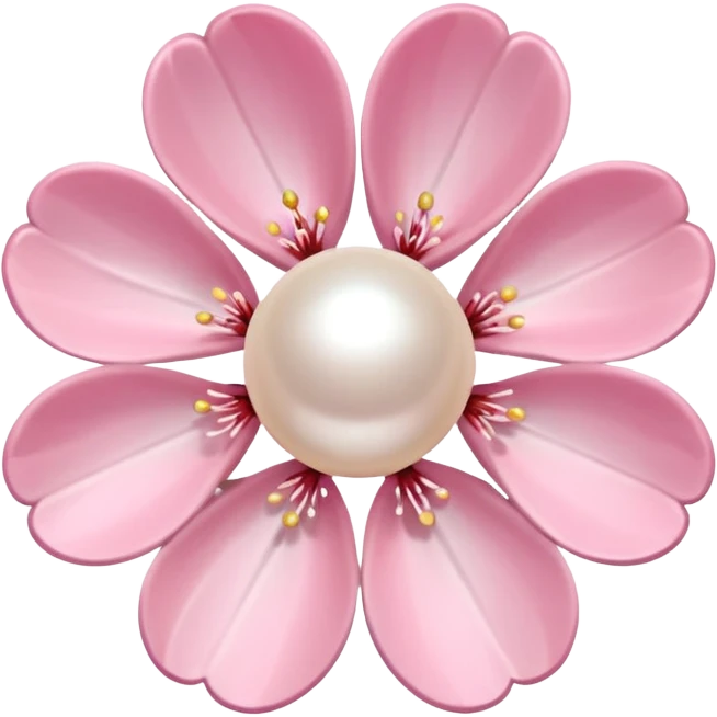 pastel pink sakura blossom with a round pearl border emoji