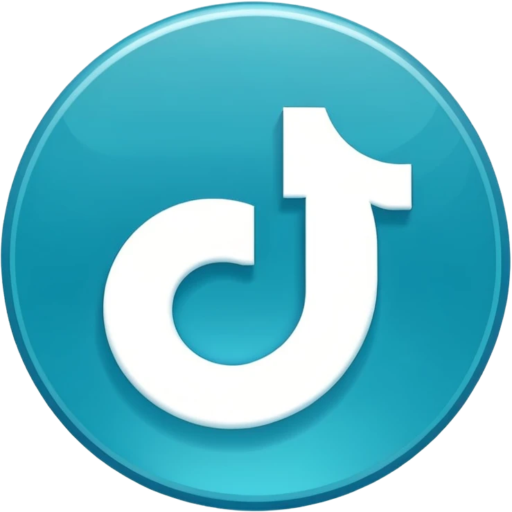 Modern emoji-style TikTok verified icon: cyan-blue circular badge, bold white checkmark, smooth gradient, soft glossy highlights, subtle shine, thick white border, minimalist flat + semi-3D style, smooth edges, high contrast, transparent PNG, high quality, sharp. emoji