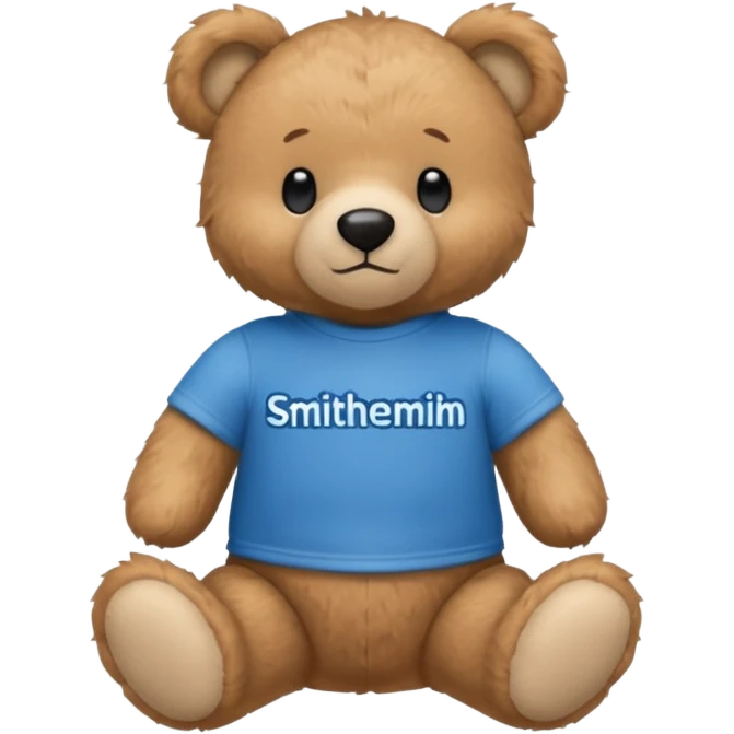 teddy bear wearing a blue tshirt that says smithsonian emoji