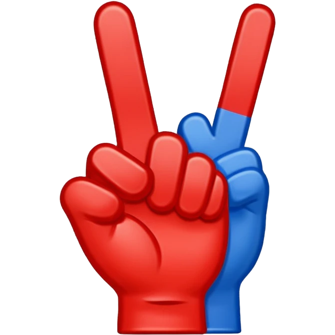 foam finger blue (#00A3E0) and red (#F9423A) emoji