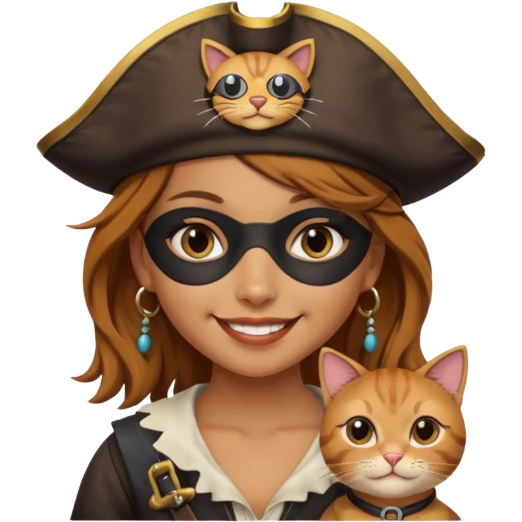 pirate girl with cat face emoji