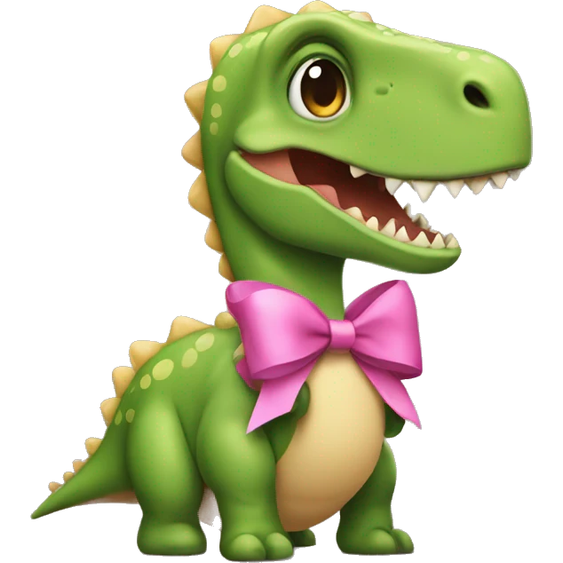 Coquette Dinosaur with a bow emoji