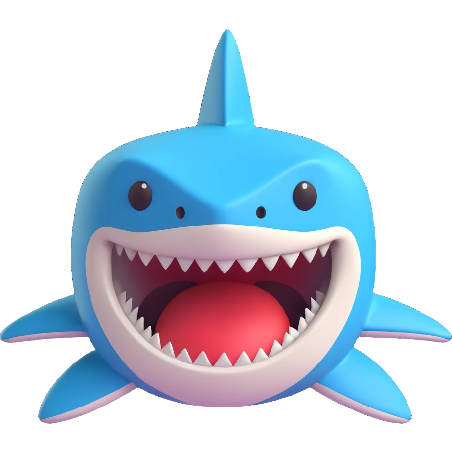 3D emoji style shark emoji