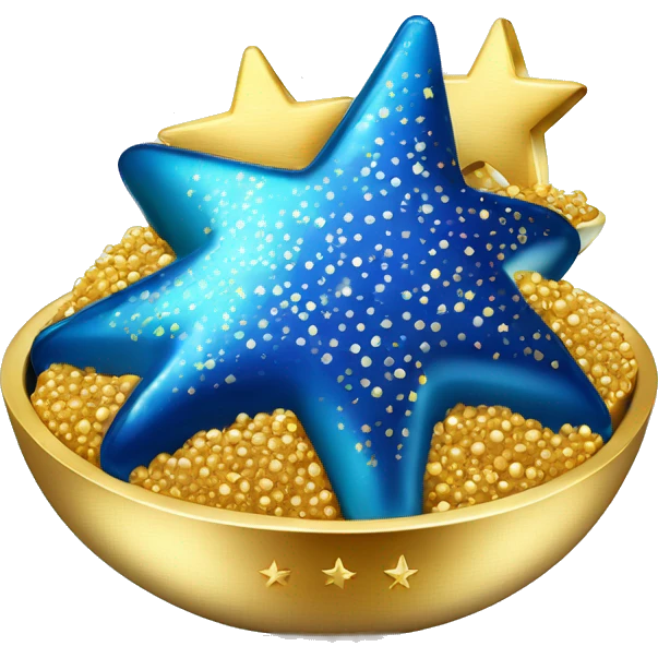 Design a luxurious 'Caviar 5-Star' icon with a golden number 5, five stars, and a blue caviar bowl, using gold and blue gradients for elegance emoji