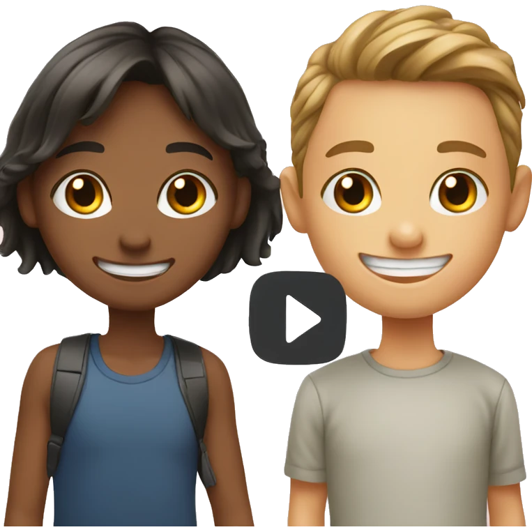 smiling girl and boy selfie emoji