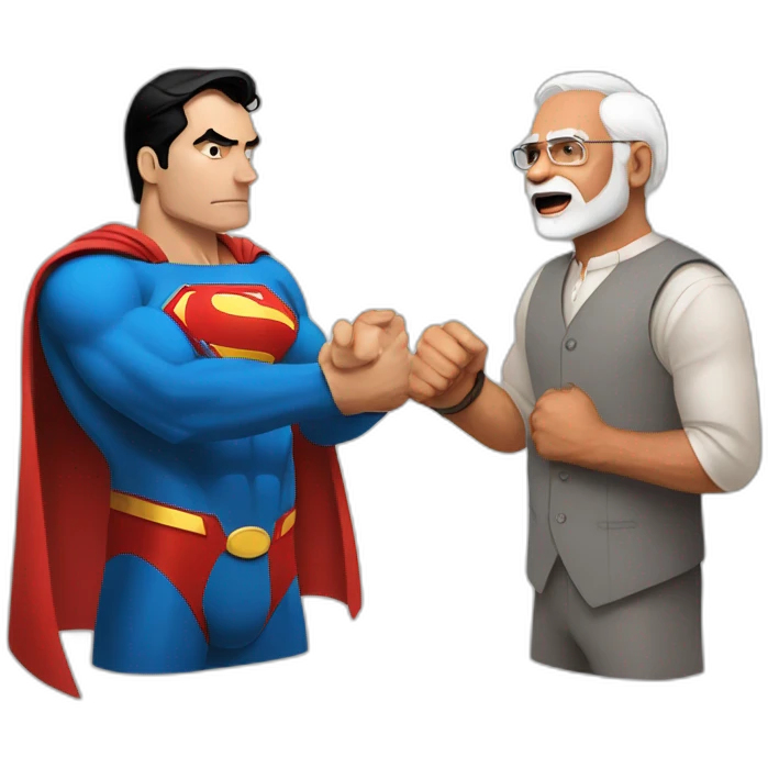 superman and modi fight emoji