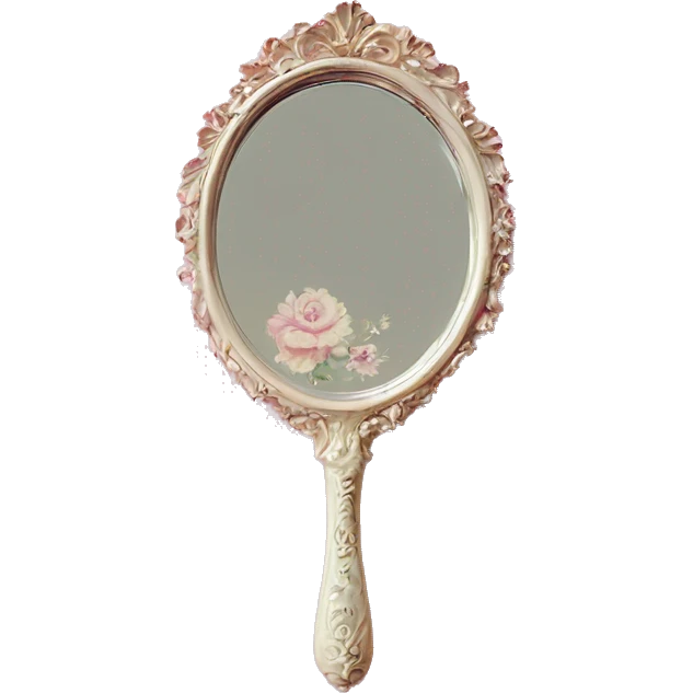 vintage rococo light pink dainty floral hand mirror emoji