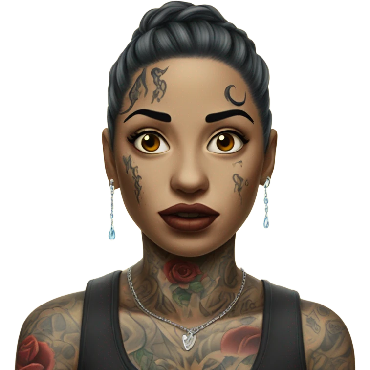Hyper Realistic Beautiful tattooed woman crying reaching out to her boyfriend emoji