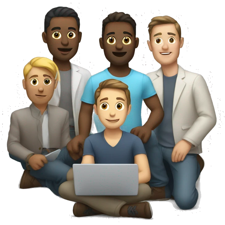 group of developers with a laptop emoji