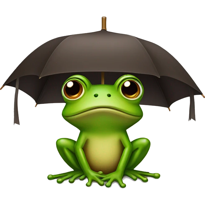 Frog with dark brown umbrella  emoji