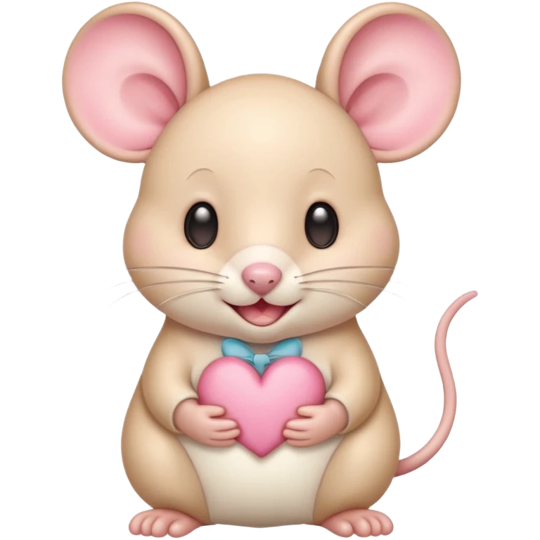 baby cream cartoon mouse with large, round, pink-lined ears. The mouse has heart eyes, a small open mouth, conveying a feeling of love, adoration, or strong affection. emoji