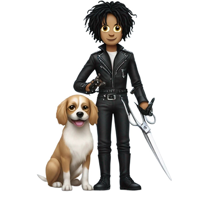 Edward scissor hands with dog emoji