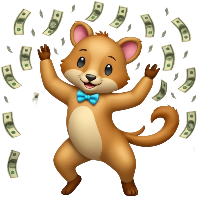 animal dancing to money raining emoji