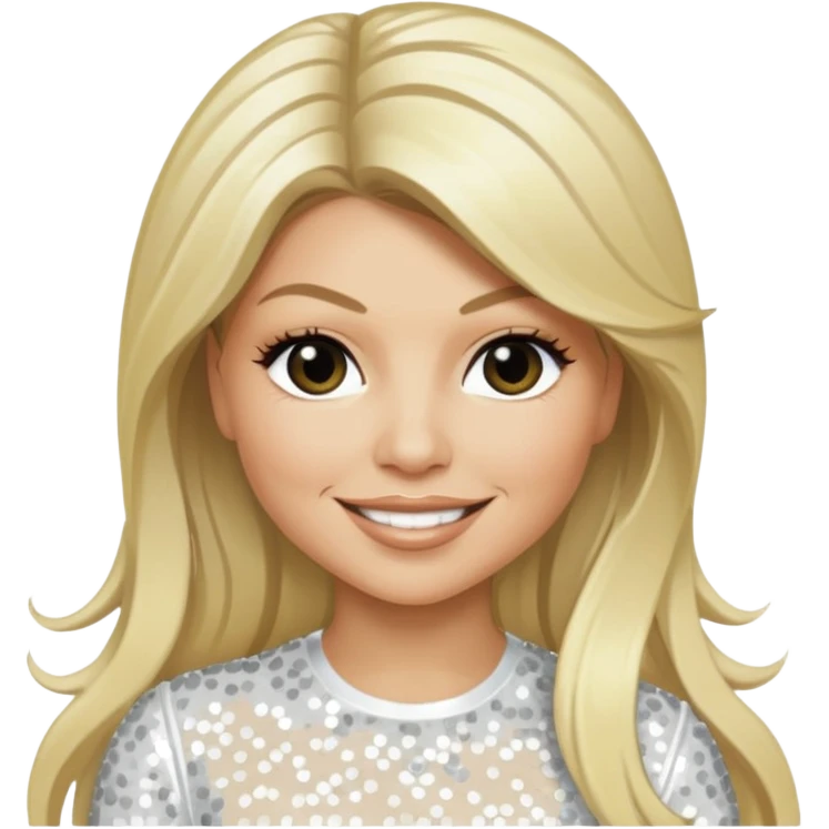 Fergie from Black Eyed Peas with long blonde hair, white sequin outfit  emoji