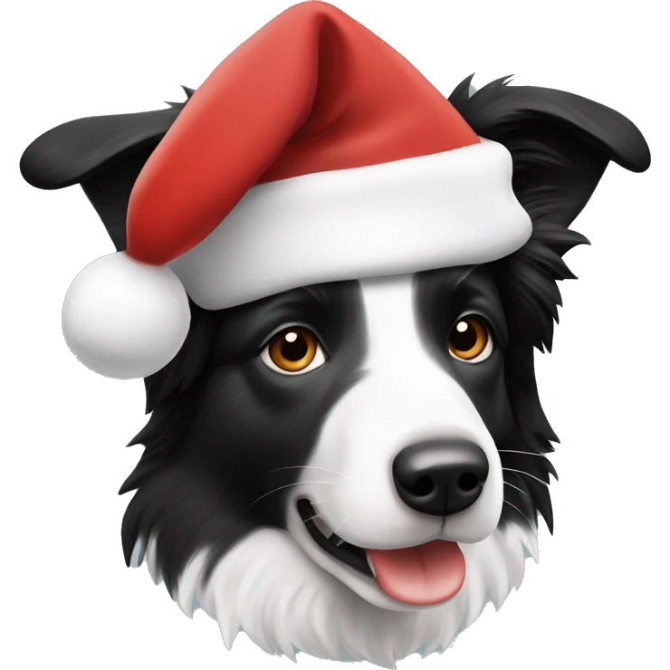 A border collie with a Santa hat ￼ emoji