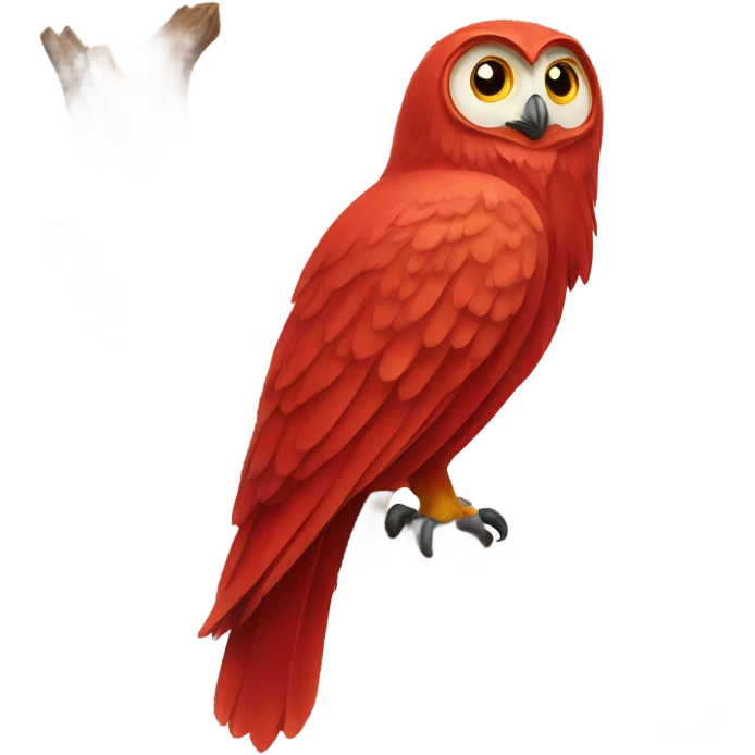 real red owl on invisible branch emoji