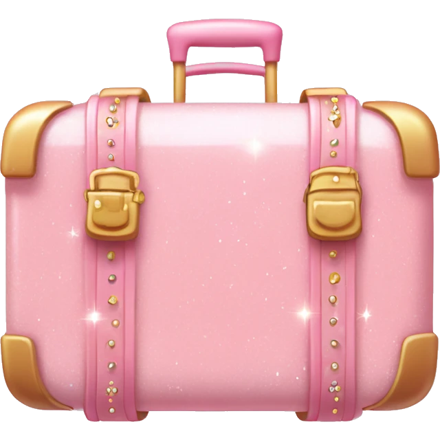 Pastel Pink Suitcase "A pastel pink suitcase with glowing edges, glittery details, and a magical trail of sparkles floating around it." emoji