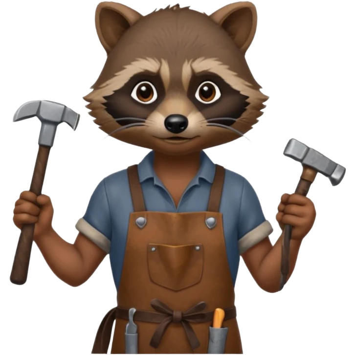 dirty blacksmith  brown racoon holding hammer emoji