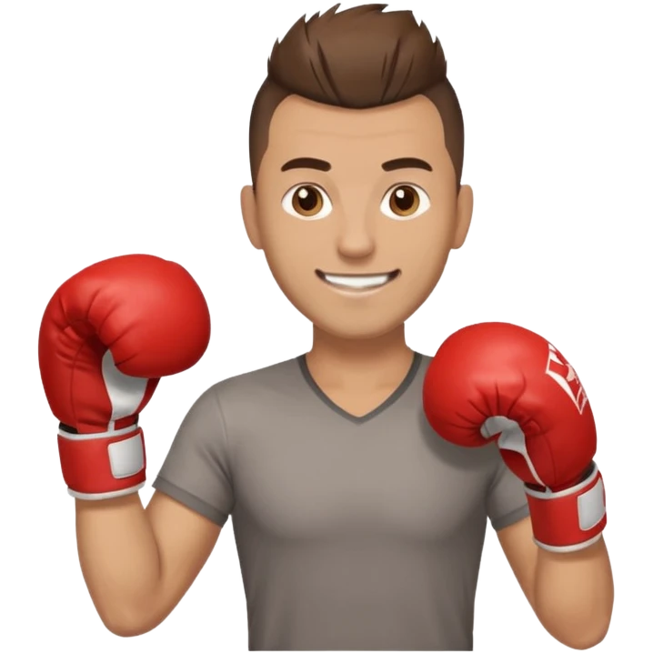 Rapaz de 39 anos ,cabelo castanho médio ,olhos castanho claro , cabelo corte moecano disfarçado , com uma luva de box na mão emoji