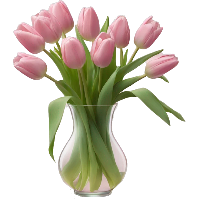 Pastel Pink tulips in glass vase  emoji