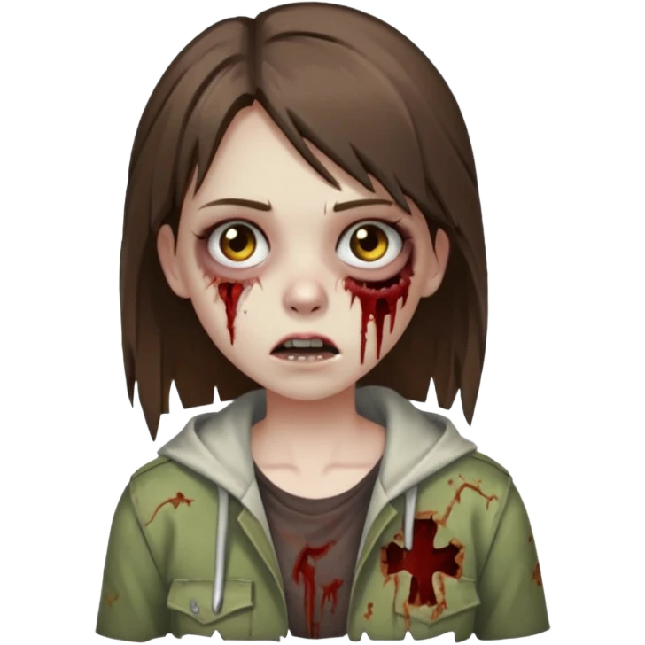 a zombie girl with straight brown hair long  emoji