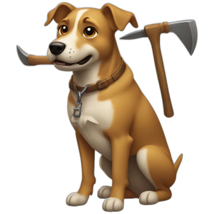dog with a pickaxe emoji