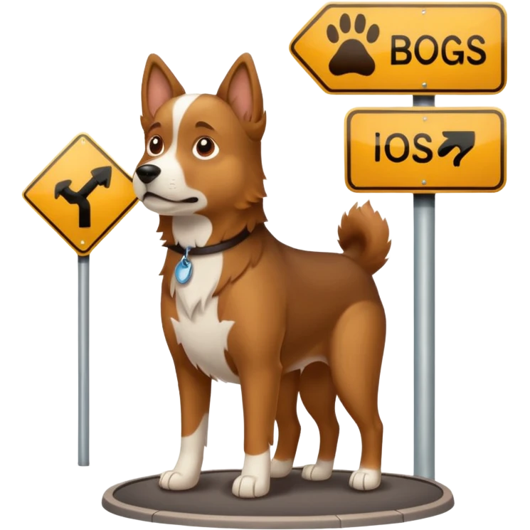 Dog + street sign, Street Wildlife. emoji