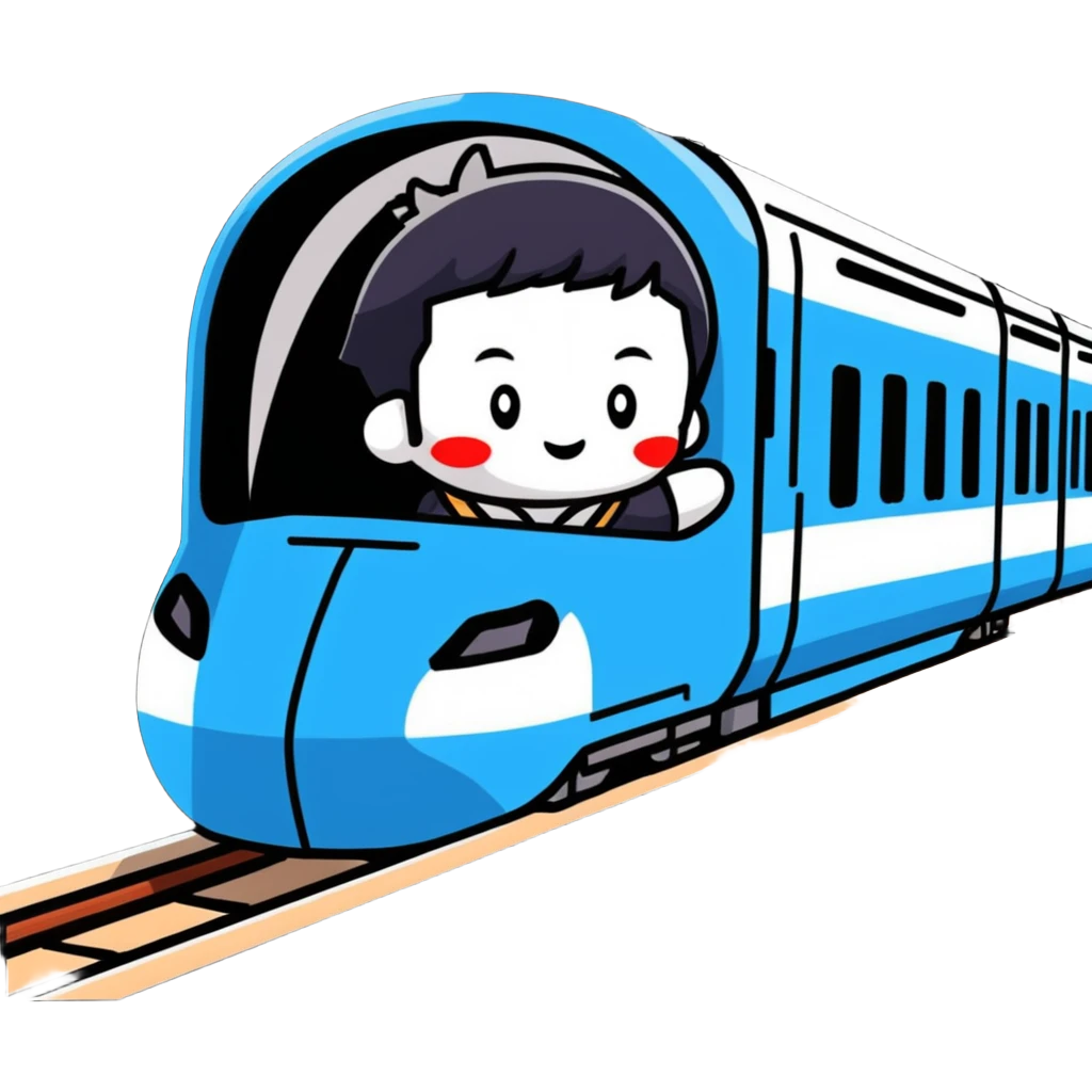 Japanese high school boy riding shinkansen bullet train during school trip emoji