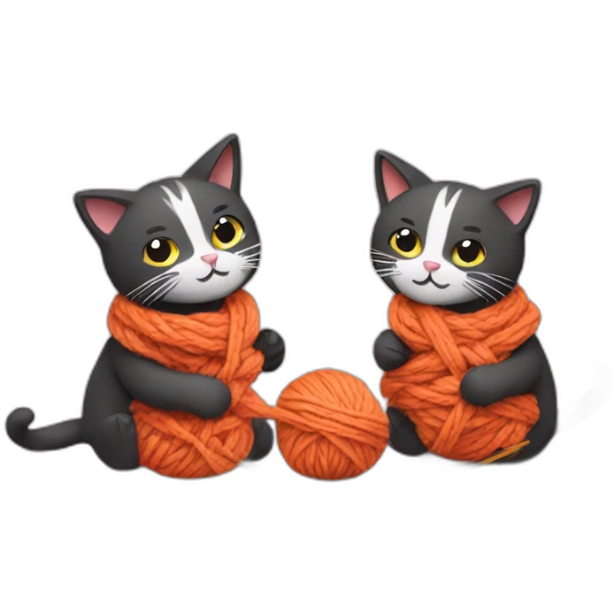 Two cats are knitting emoji