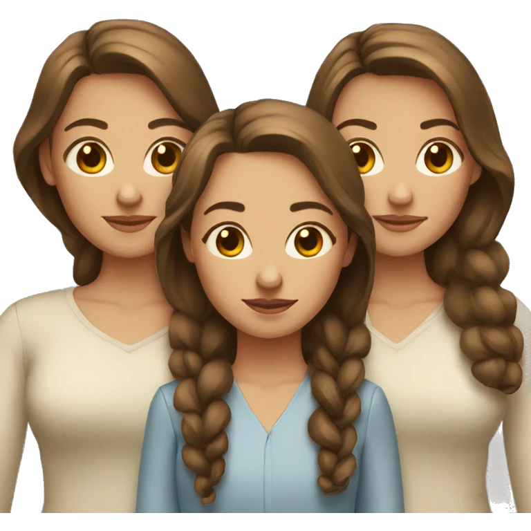 Three sisters all with different lengths of brown hair Caucasian  emoji