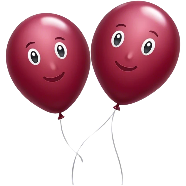 Two shiny burgundy party baloon emoji