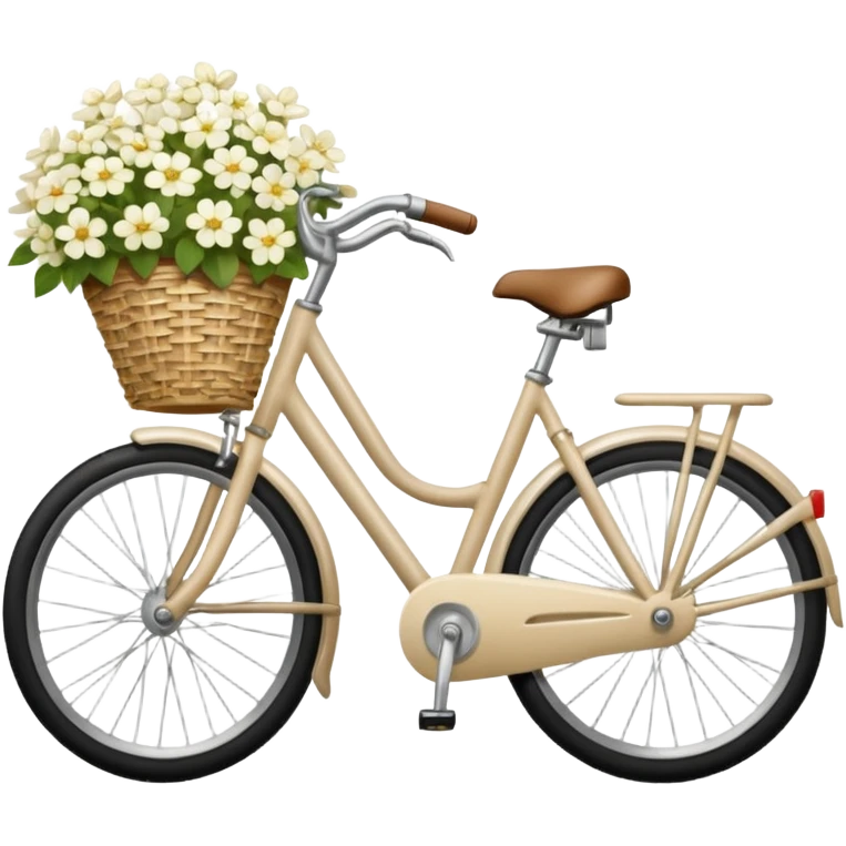 realistic light beige bicycle with basket of white  emoji