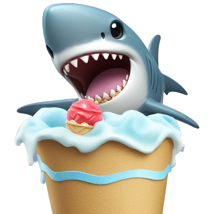 shark eating ice cream with a tutu on emoji