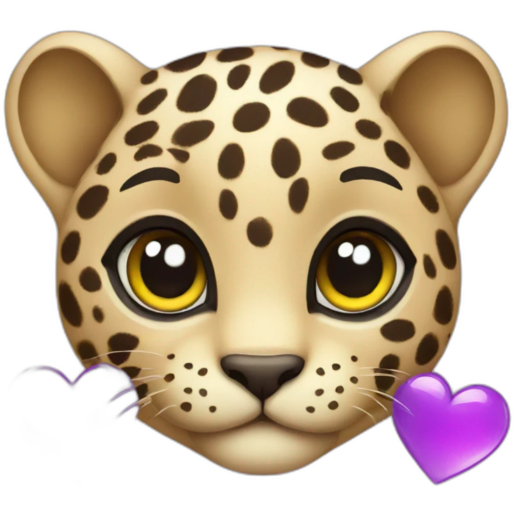 Baby leopard holding a purple heart  emoji