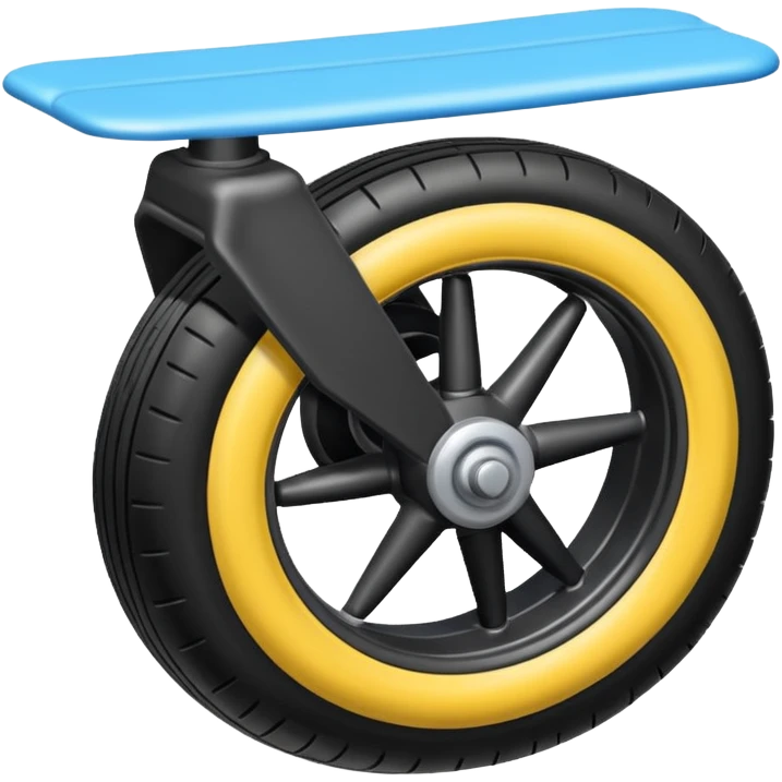 The aircraft's landing gear is one inflated, plump wheel with a strut, black in color, cartoon-style, isometric emoji