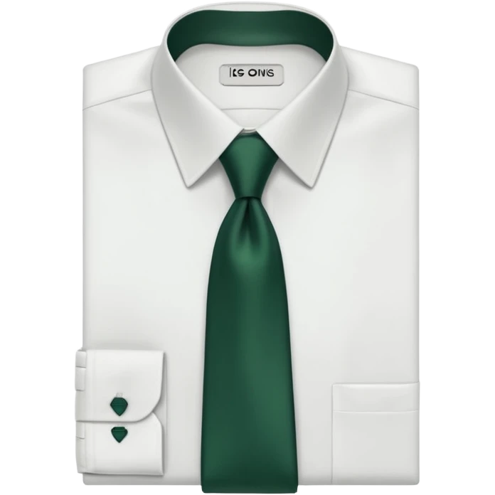 men's dark green tie on white shirt, minimalism, no emojis or faces, iOS emoji style emoji