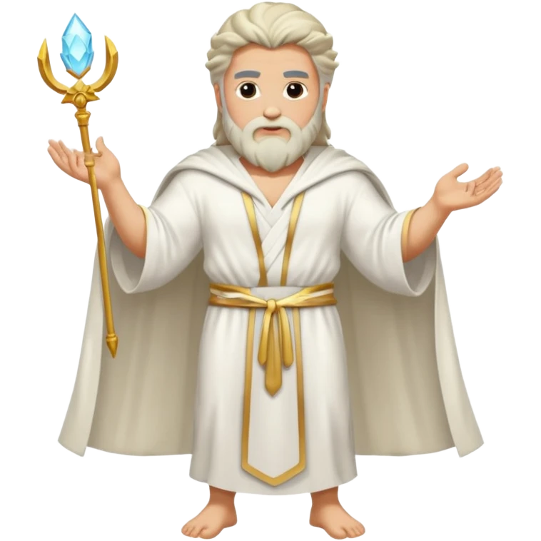 fullbody god zeus, handsdown, white robe emoji