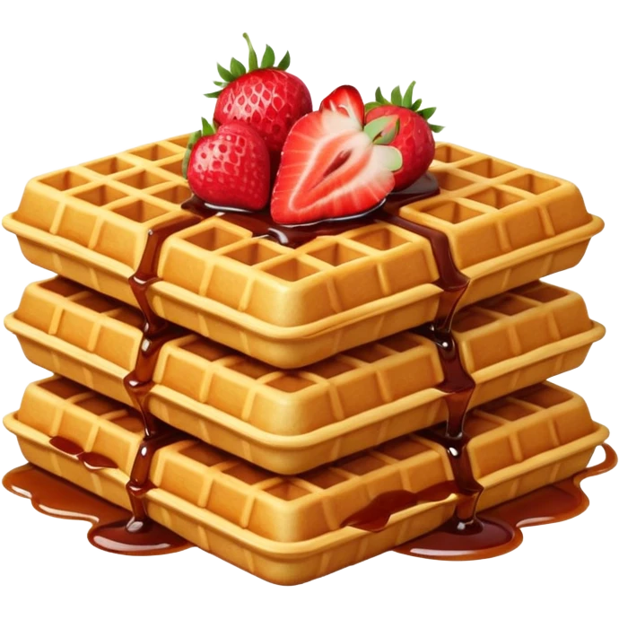 a stack of waffles with strawberry  emoji