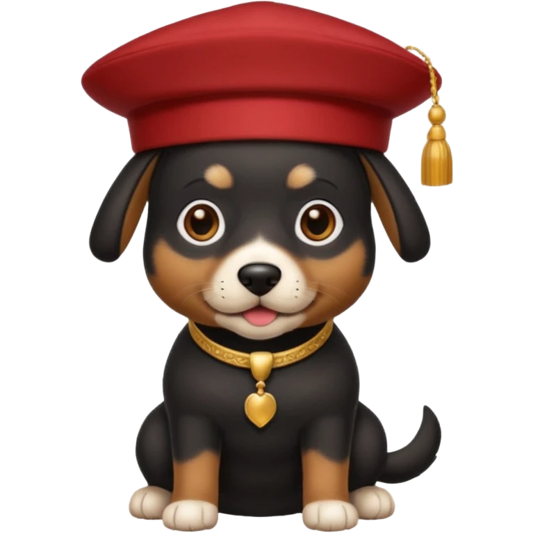 black suited dog with fes hat emoji