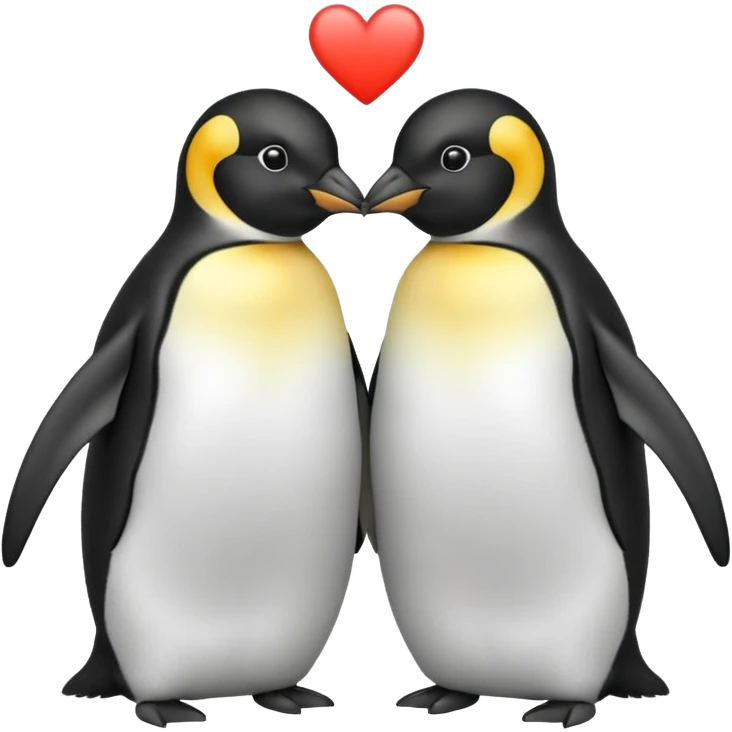 2 emperor penguins facing each other making a heart emoji