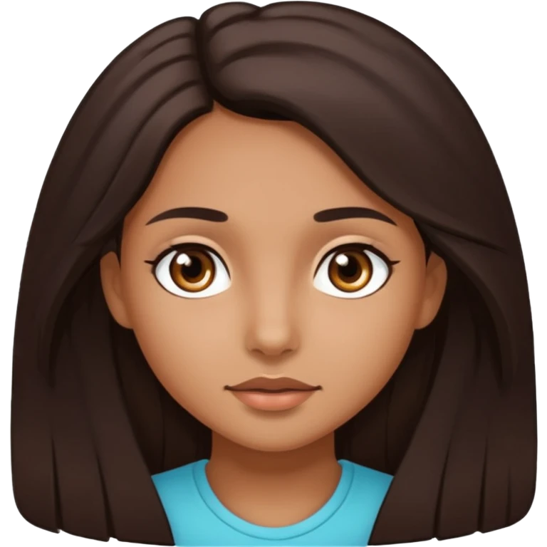 Girl with long dark brown hair and dark brown eyes with tan ish skin not too tan  emoji