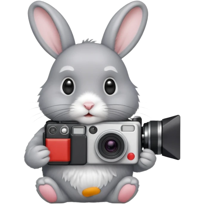 gray rabbit white camera emoji