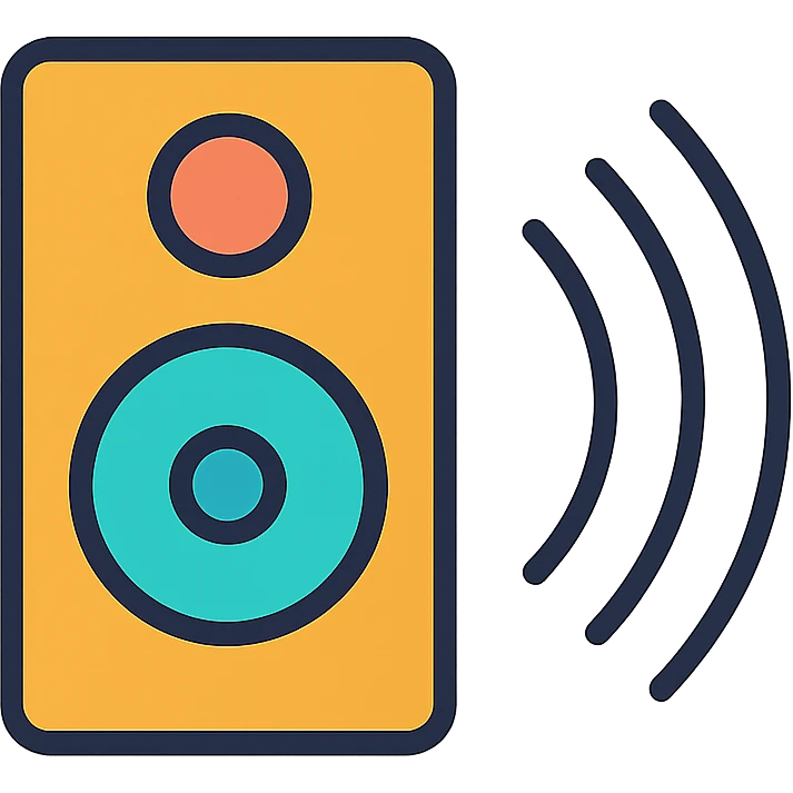minimalist icon of speaker emitting multiple expanding arcs representing echo waves and persistence of sound, focus on clarity and simplicity emoji