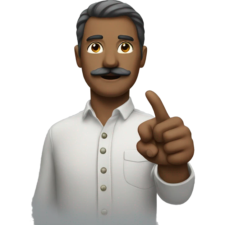 Man with a moustache pointing to the sky emoji
