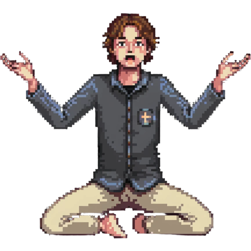 anxious man with hands outstretched in begging position with worried fearful expression emoji